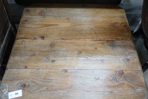 A French provincial rectangular pine coffee table, incorporating old timber, length 83cm, height 30cm